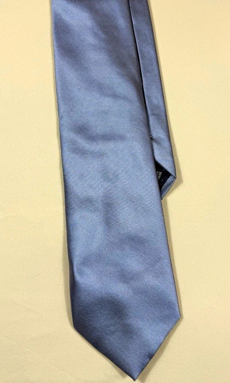 Bachrach Men’s Blue 100% Silk Satin Solid Classic Tie Made in Italy